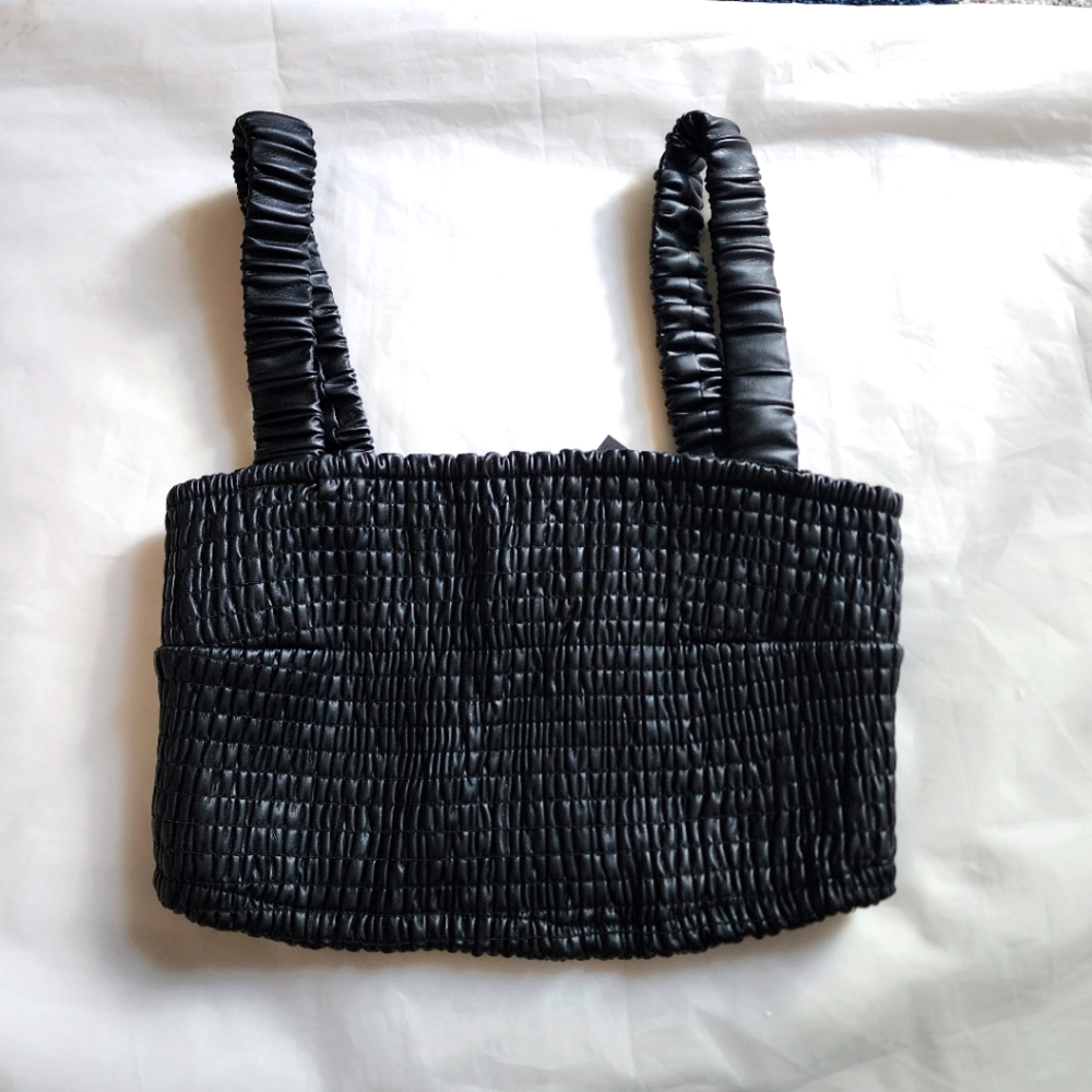 House Of Harlow Faux Leather Crop Top Minimalist Contemporary Size XXS - Picture 1 of 6